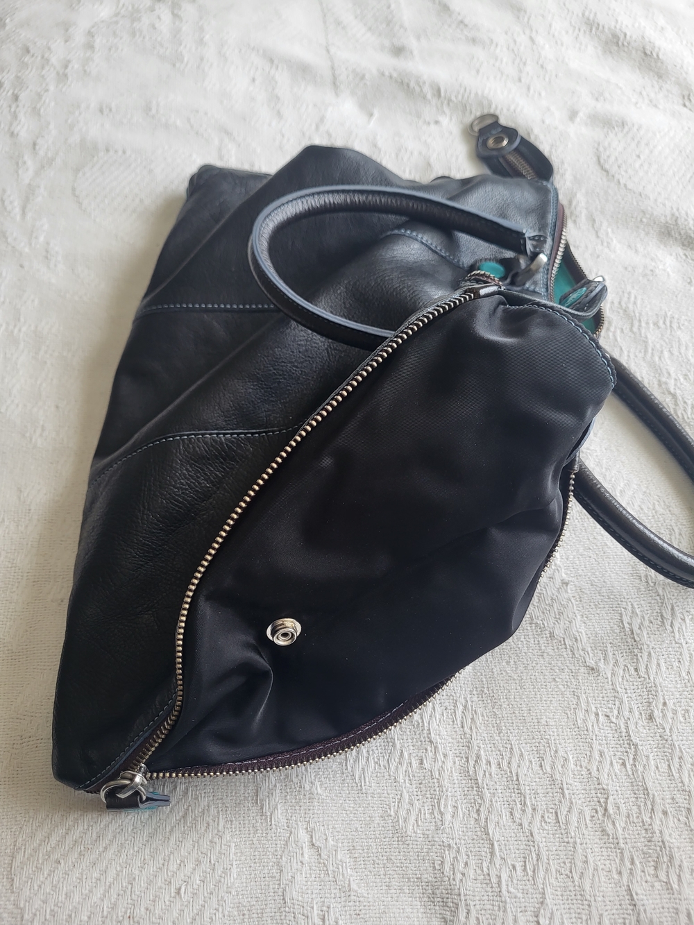 Gabs Black Leather Convertible Tote with Teal Accents - Women Bags - Picture 5 of 14